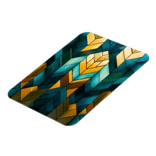 Ímã Elegante Moderno Abstrato Dourado Verde Geométrico