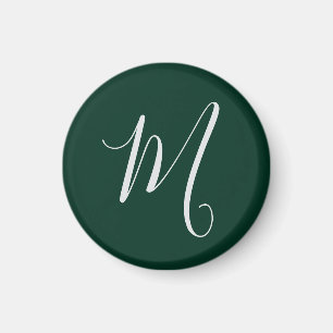 Imã Elegante Moderno Plano Verde Escuro Monograma de N