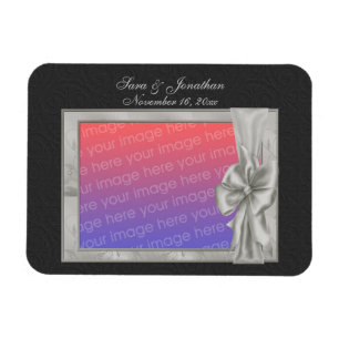 Ímã Elegante Moldura de Foto Prateada Personalizada Ca