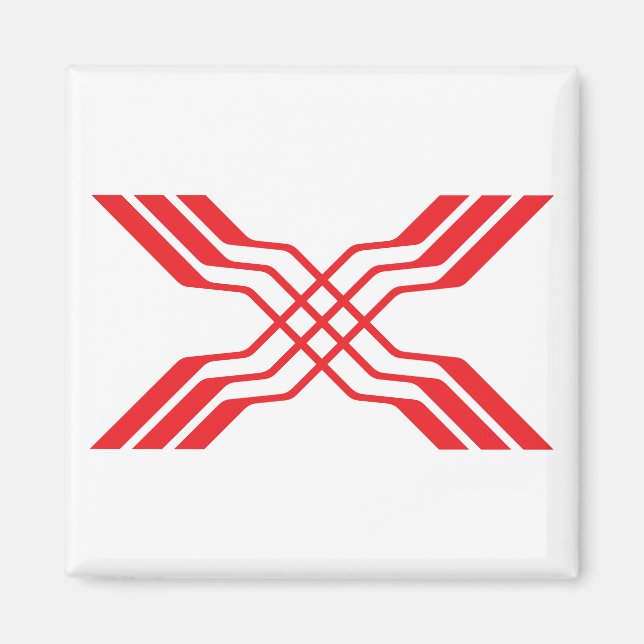 Imã Elegante Monograma de Letra X com Faixa Vermelha (Frente)