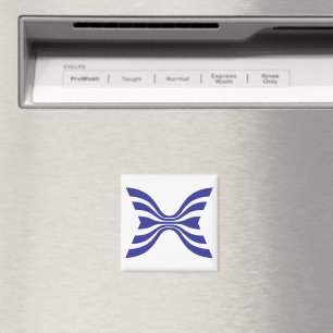 Imã Elegante Monograma de Letra X com Linha Azul