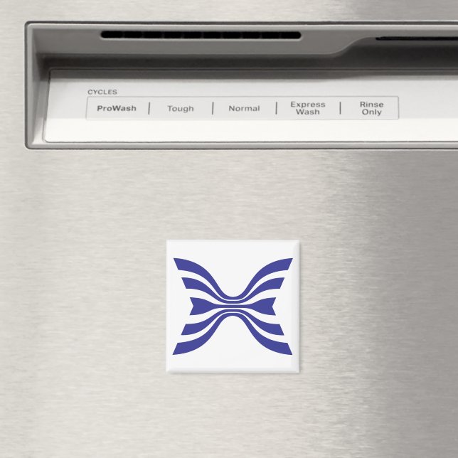 Imã Elegante Monograma de Letra X com Linha Azul (In Situ (Dishwasher))