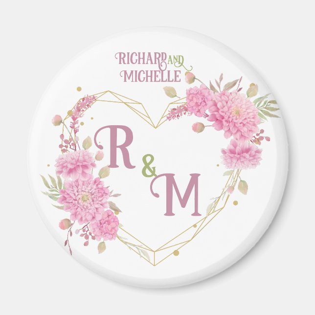 Imã Elegante monograma minimalista inicial letra nome (Frente)