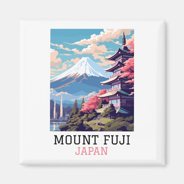 Imã Elegante Monte Fuji Japão Viagem Art (Frente)