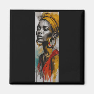 Imã Elegante mulher africana turbante arte gotejamento