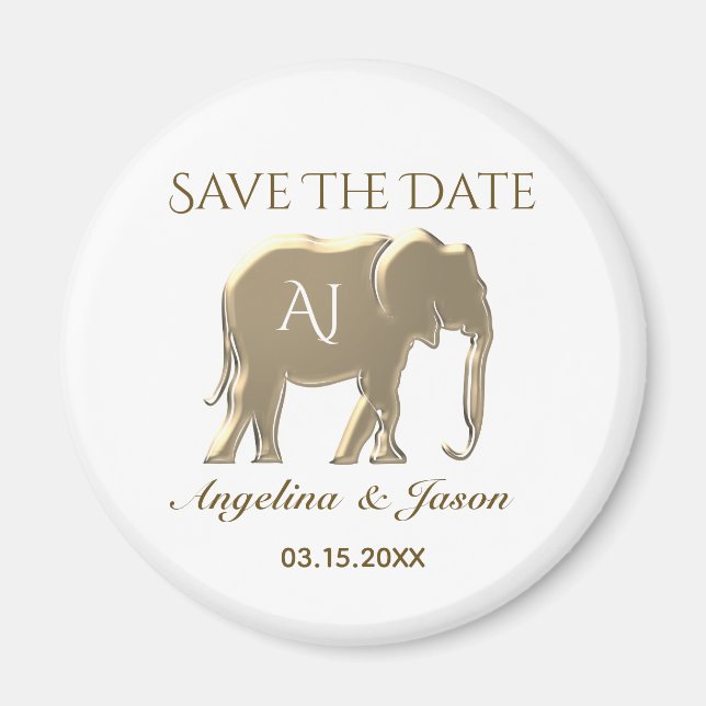 Imã Elegante Ouro Casamento Save The Date (Frente)