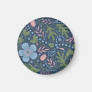 Imã Elegante padrão floral de arte popular botânica vi