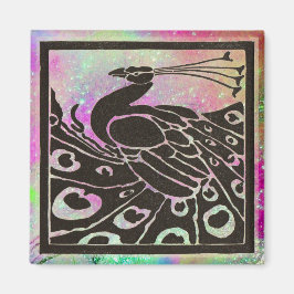 IMÃ ELEGANTE PAVÃO PRETO EM BRILHOS AZUL ROXO