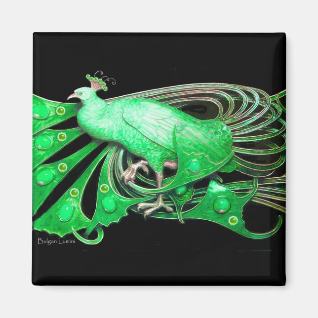 IMÃ ELEGANTE PEACOCK EM VERDE, PRETO (Frente)