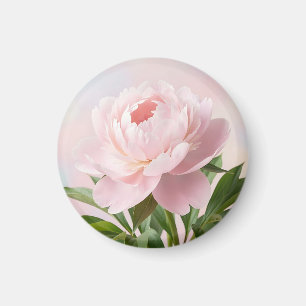 Imã Elegante Peônia Rosa Bege Floral Realista