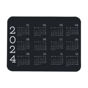 Ímã Elegante Preto E Branco Do Calendário Do Ano De Ch