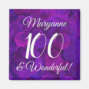 Imã Elegante Purple 100 e aniversário maravilhoso