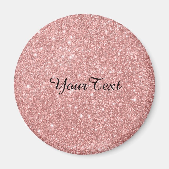 Imã Elegante Rosa de Lúpulo Glitter Faux Glitter (Frente)