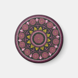 Imã Elegante rosa Dourado Mandala, Boho Zen Dot Art Fl