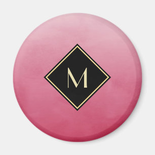 Imã Elegante Rosa Esmagada Com Monograma Simples Doura