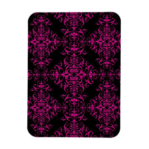 Ímã Elegante Rosa Quente e Preto Estilo Vitoriano Dama