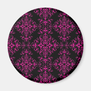 Imã Elegante Rosa Quente e Preto Estilo Vitoriano Dama
