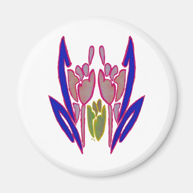 Imã Elegante Rosa Watercolor Art Impressão (Frente)