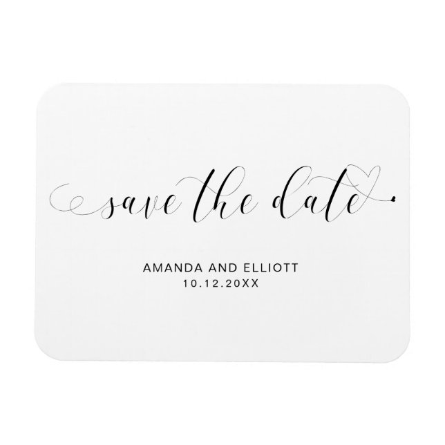 Ímã Elegante Roteiro Casamento de Coração Fofo Salve a (Horizontal)