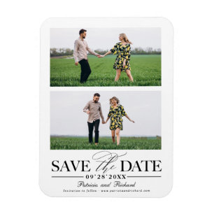 Ímã Elegante Salva Data de Casamento 2 Colagem de Foto