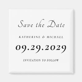 Imã Elegante Salva Data de Casamento Branco Minimalist