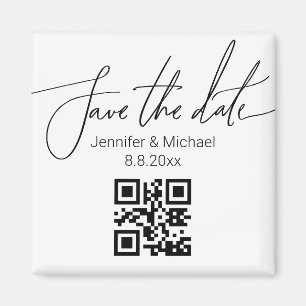 Imã elegante salvar a data,código qr casamento minimal