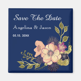 Imã Elegante Salve o Dia de Casamento Azul Marinho