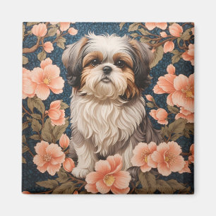 Imã Elegante Shih Tzu Dog William Morris Inspirou