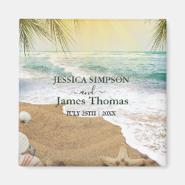 Imã Elegante Sol e Praia de Oceano Azul