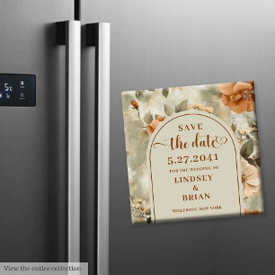Imã Elegante Terracota Marfim Sage Floral Save the Dat