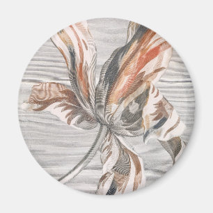 Imã Elegante Tulipa Listrada Flor Antiga Gravura