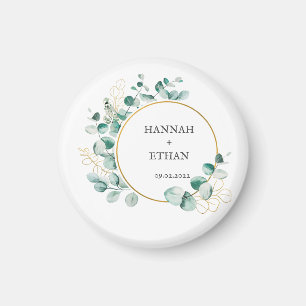 Imã Elegante Verde Folhagem Eucalipto Personalizado