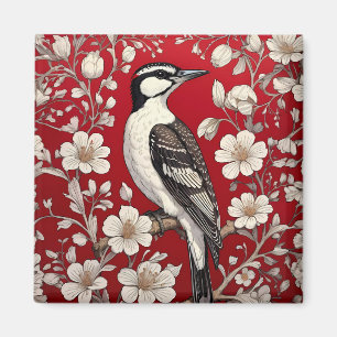 Imã Elegante Woodpecker Floral William Morris Inspirad