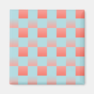 Imã Elegante xadrez degradê azul empoeirado rosa coral