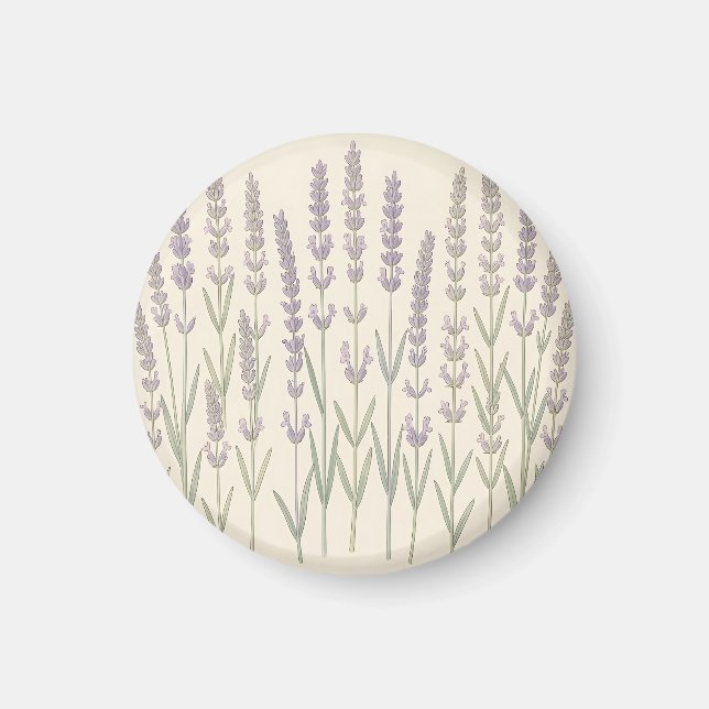 Imã Elegantes hastes de lavanda suave Botânica Roxa  (Frente)