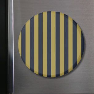 Imã Elegantes Listras Verticais em Dourado e Azul Mari