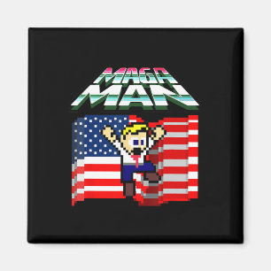 Imã Eleição 2024: Bandeira Americana Mega Man Engraçad