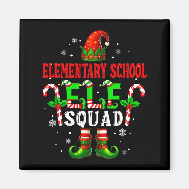 Imã Elementary School Elf Squad Xmas Elf Hat Scute Ss  (Frente)