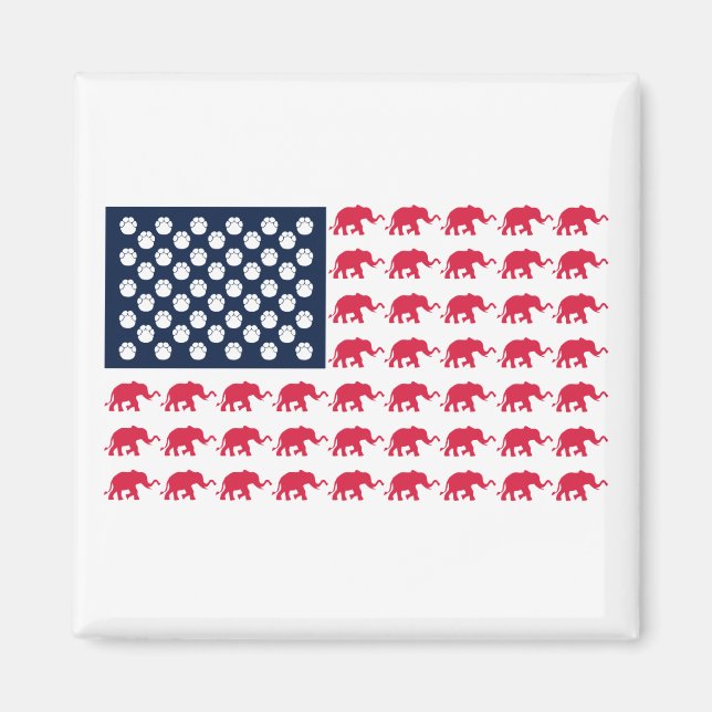 Imã Elephant American Flag (Frente)