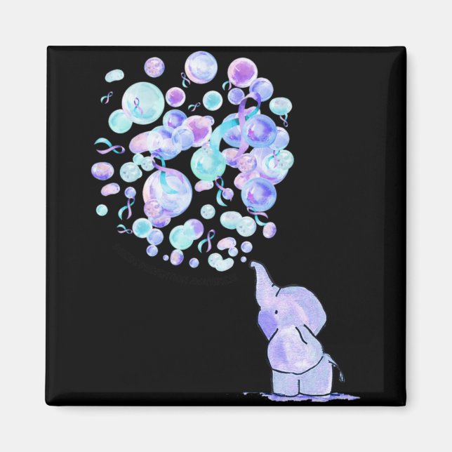 Imã Elephant Blue Purple Balloons Suicide Prevention A (Frente)