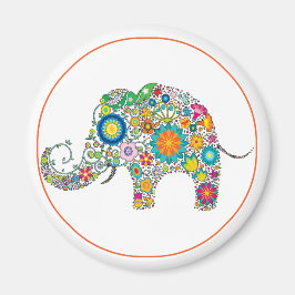 Imã Elephant Floral Art
