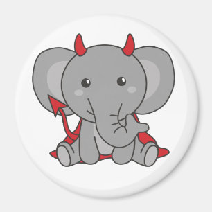 Imã Elephant Halloween Cute Devil Kids Witume