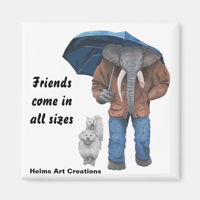 Imã Elephant Man Walking Dogs Fantasy Button Magnet (Frente)