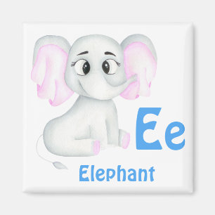 Imã Elephant personalize ABC: Carta E - Adicione seu n