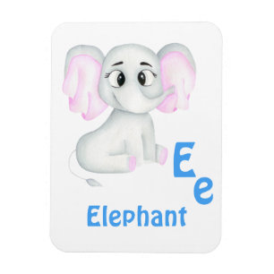 Ímã Elephant personalize ABC: Carta E - Adicione seu n
