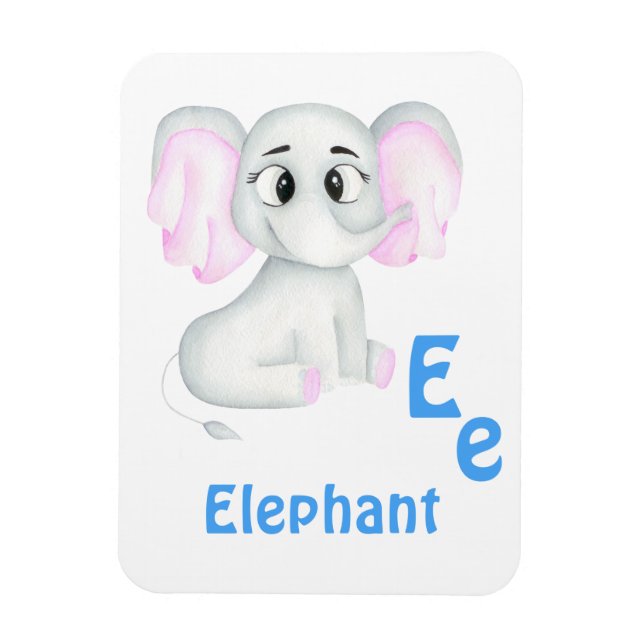 Ímã Elephant personalize ABC: Carta E - Adicione seu n (Vertical)