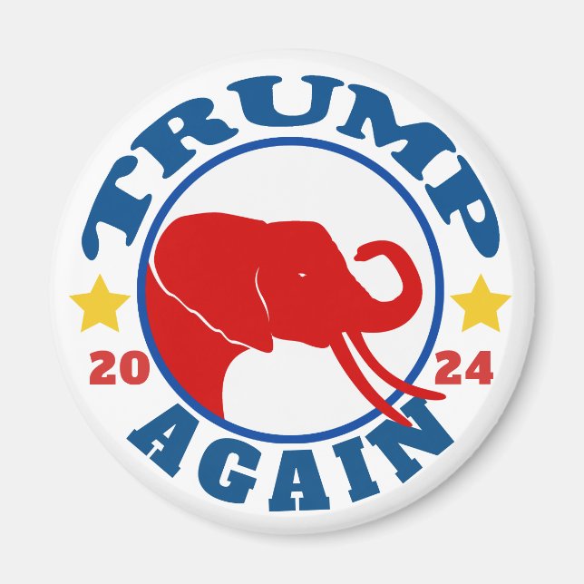 Imã Elephant Vermelho 2020, TRUMP NOVAMENTE (Frente)