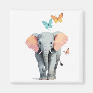 Imã Elephant Vetor Painting Adorable Fay Animal Play