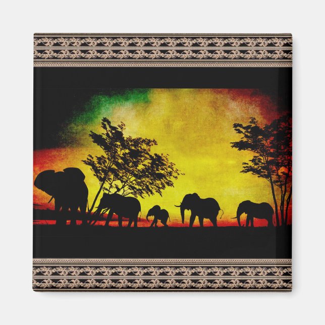 Imã Elephants Sunset (Frente)