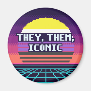 Imã Eles, Eles, Ícone de Orgulho Não Binário Pixel Mag